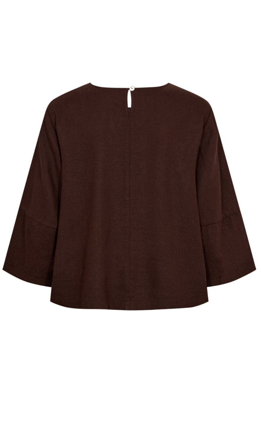 Freequent Bluse - Lava Pleat - Coffee Bean