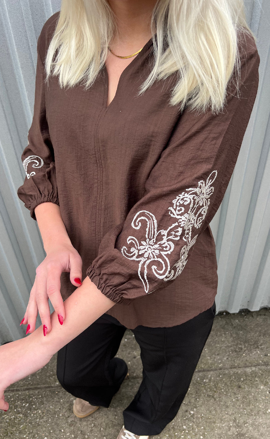 Freequent Bluse - Lindy - Coffee Bean w. Moonbeam
