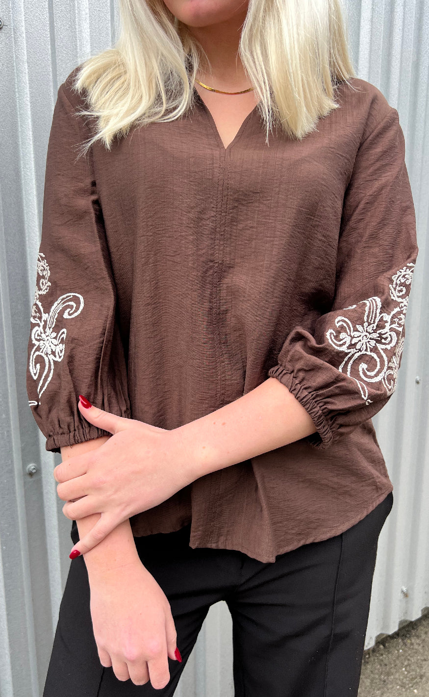 Freequent Bluse - Lindy - Coffee Bean w. Moonbeam