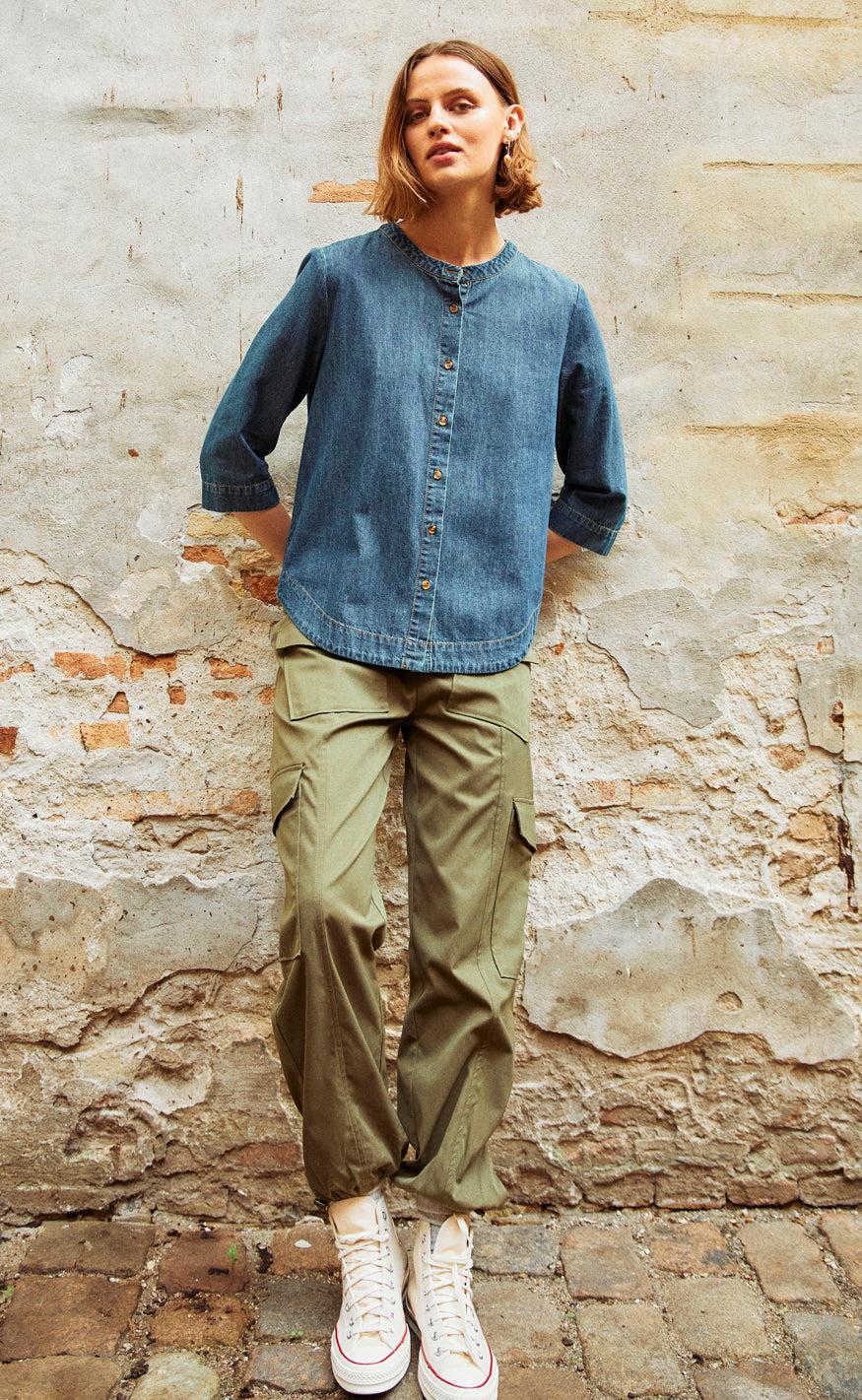 Freequent Bluse - Lisea - Dark Blue Denim