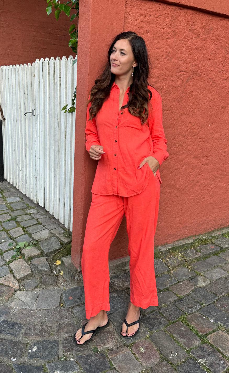 Freequent Bukser - Lava Ankle - Hot Coral