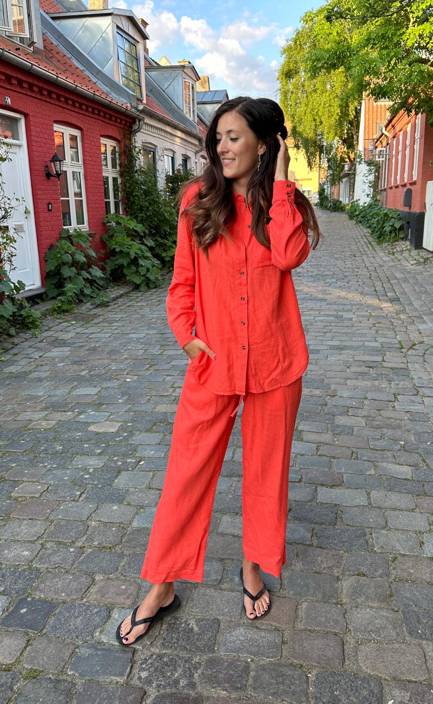 Freequent Bukser - Lava Ankle - Hot Coral