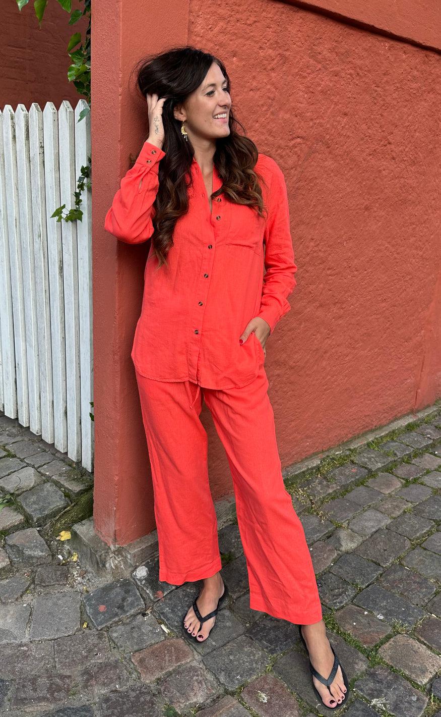 Freequent Bukser - Lava Ankle - Hot Coral