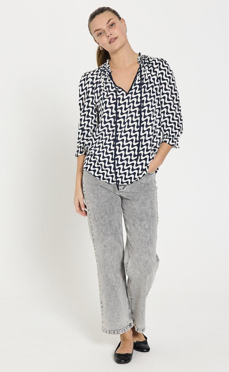 Freequent Bukser - Milly - Light Grey Denim