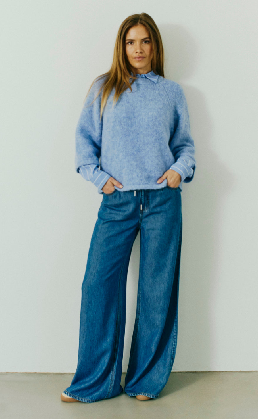 Freequent Bukser - Milo Wide - Medium Blue Denim