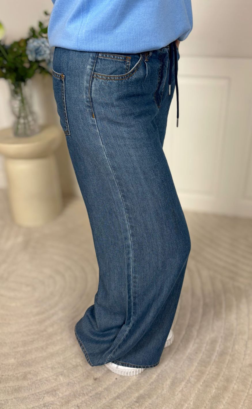 Freequent Bukser - Milo Wide - Medium Blue Denim