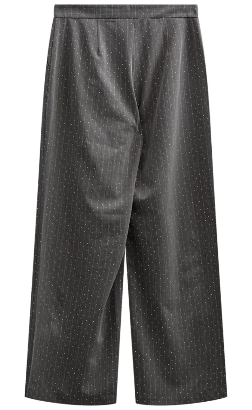 Freequent Bukser - Widy - Dark Grey Mel w Star Off-white