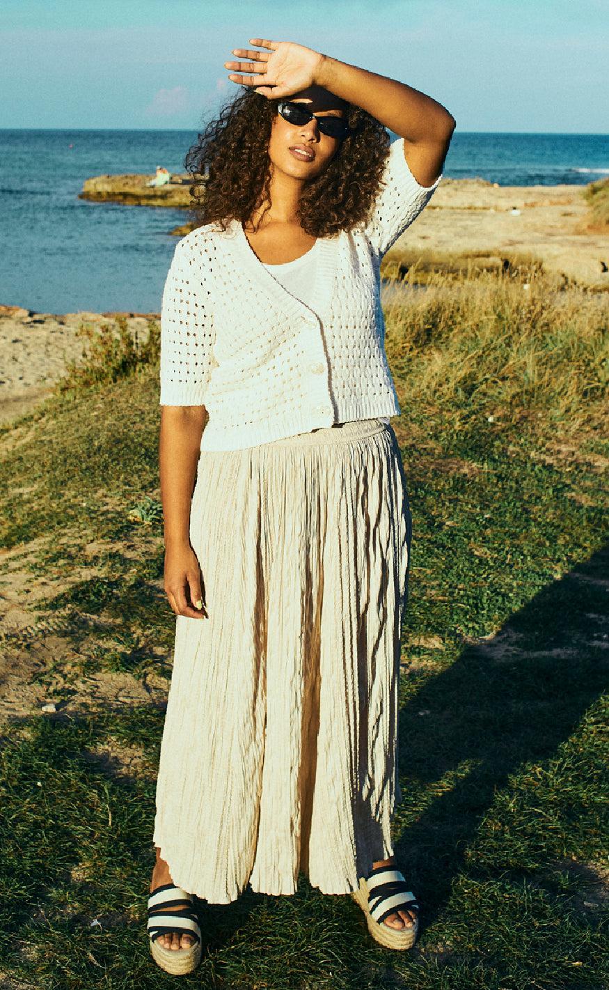 Freequent Cardigan - Flotta - Star Off-White