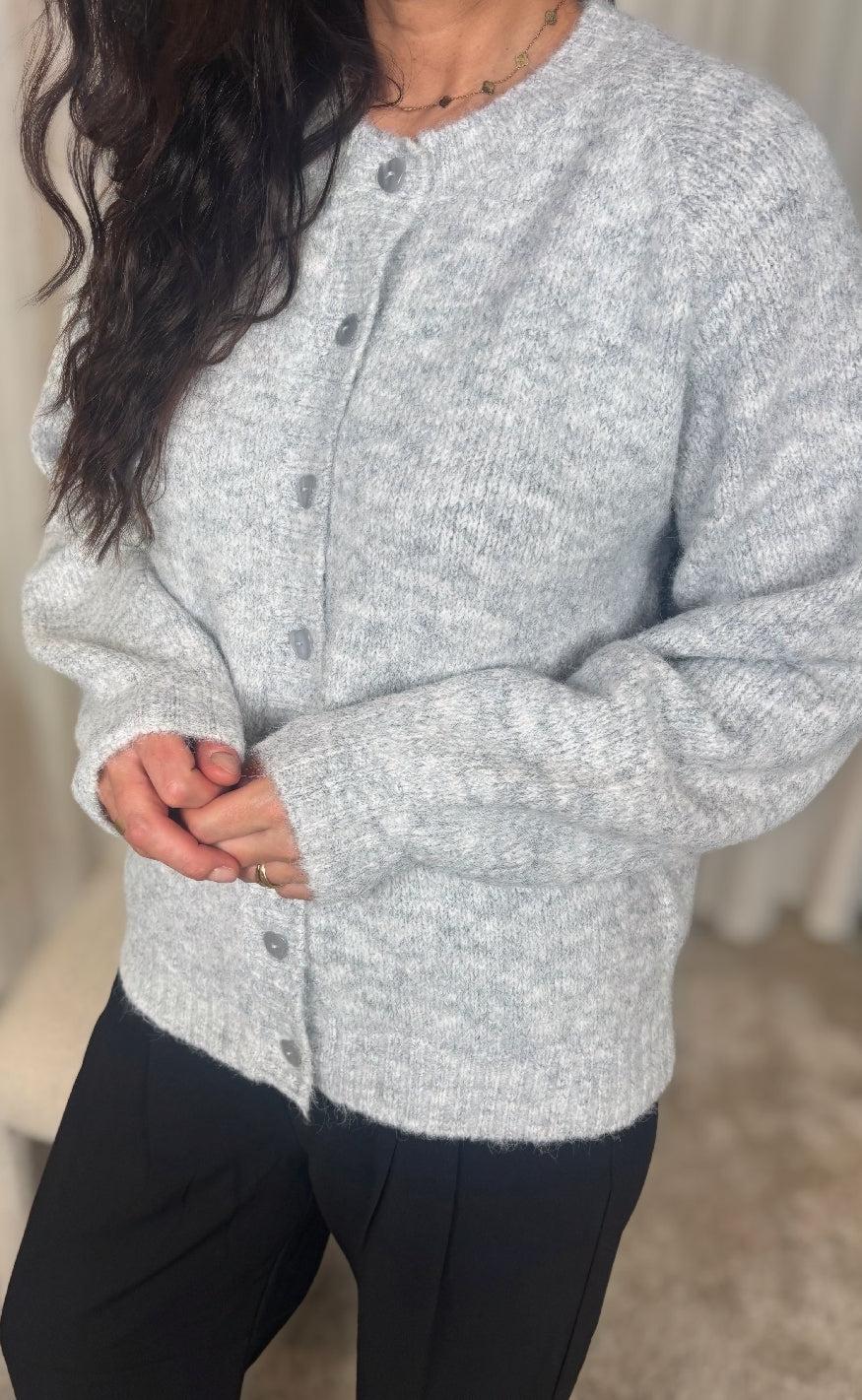 Freequent Cardigan - Louisa - Light Grey Melange