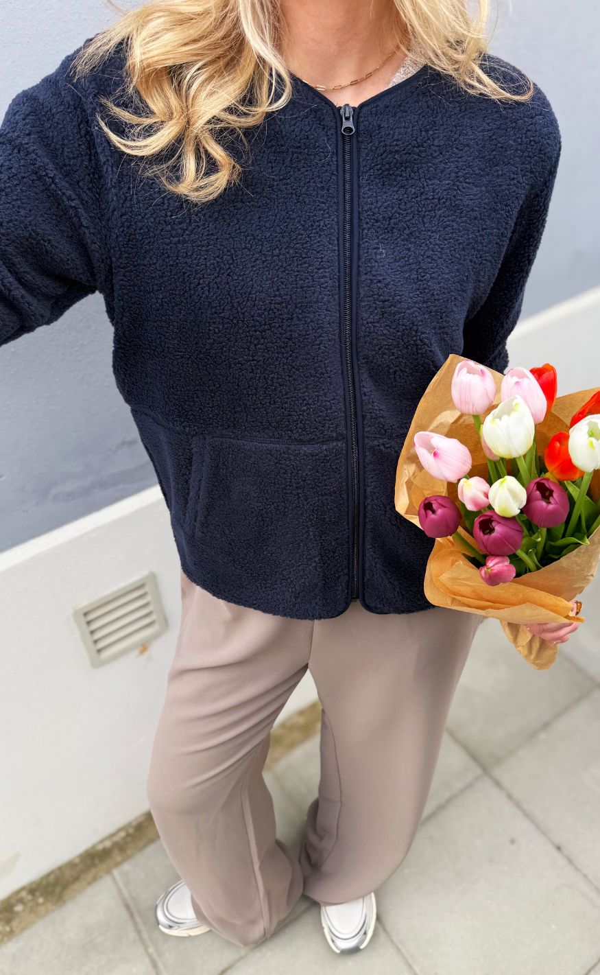 Freequent Jakke - Teddy - Navy Blazer
