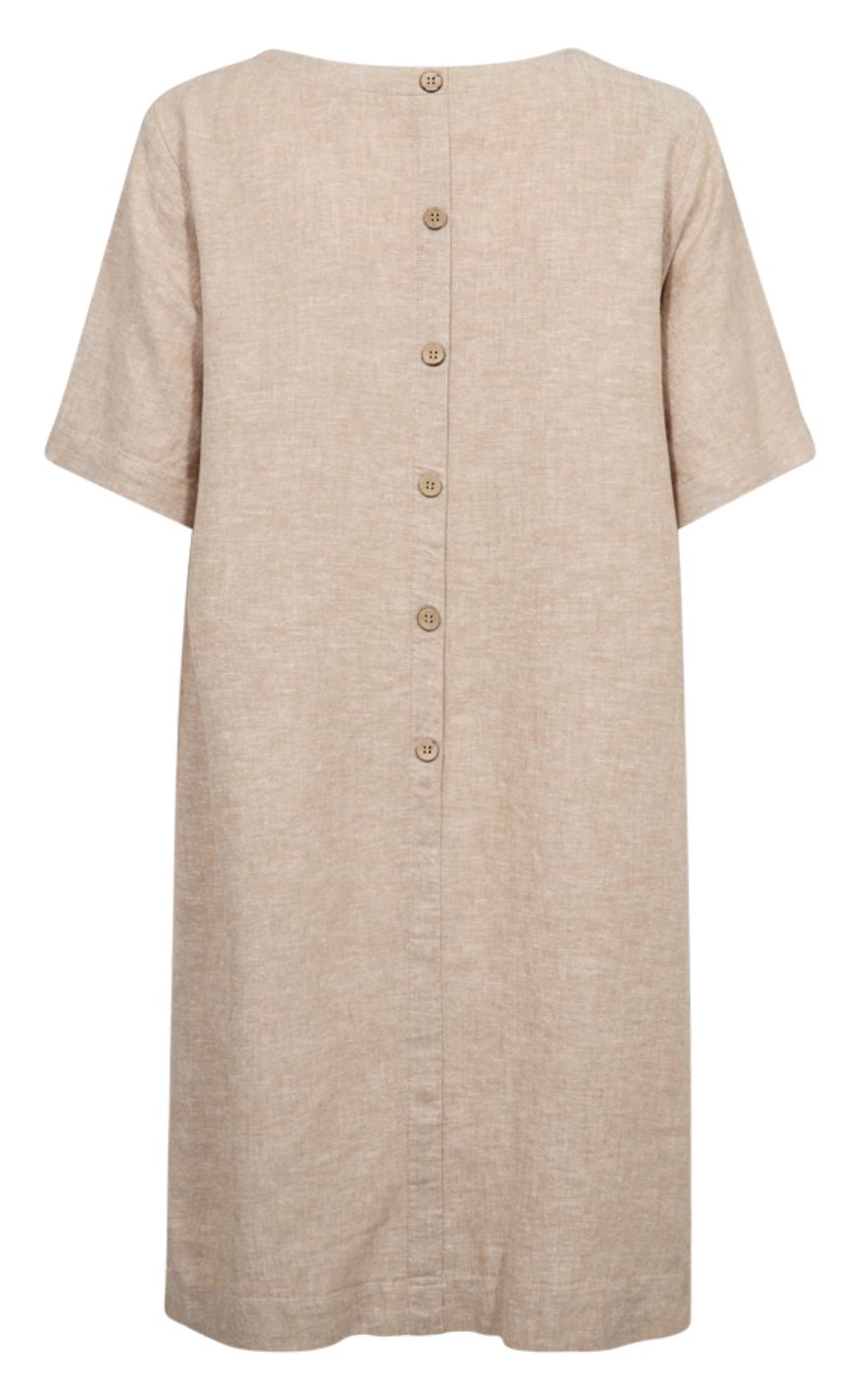 Freequent Kjole - Lava Button Back - Sand Melange