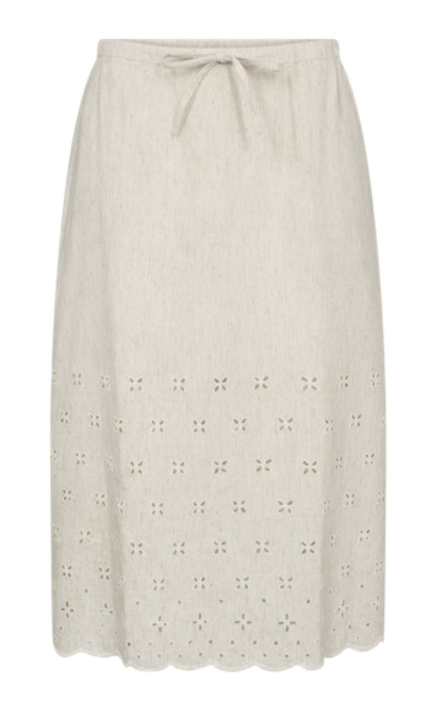 Freequent Nederdel - Linus Embroidery - Moonbeam Melange