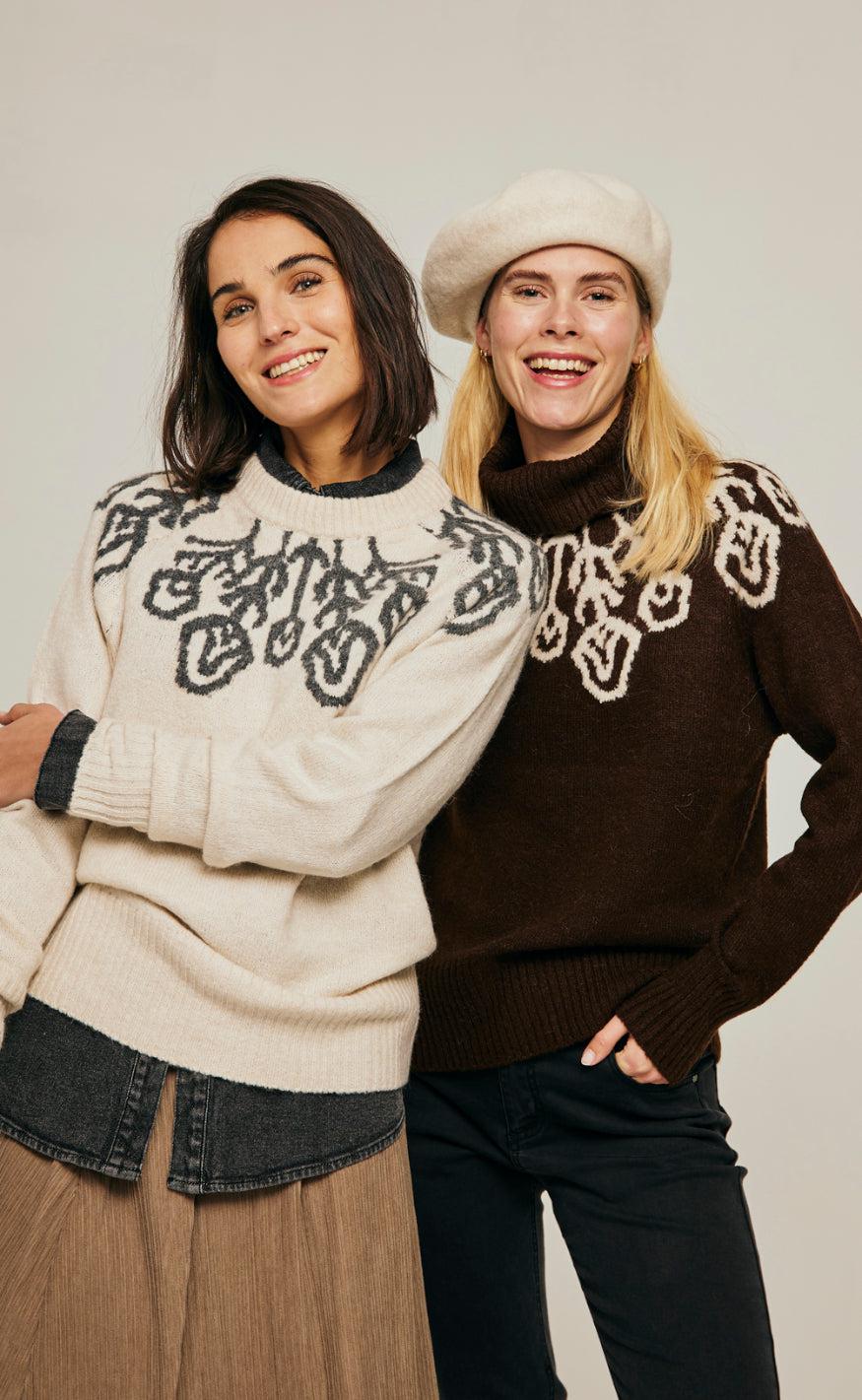 Freequent Pullover - Merla - Moonbeam W. Dark Grey Mel