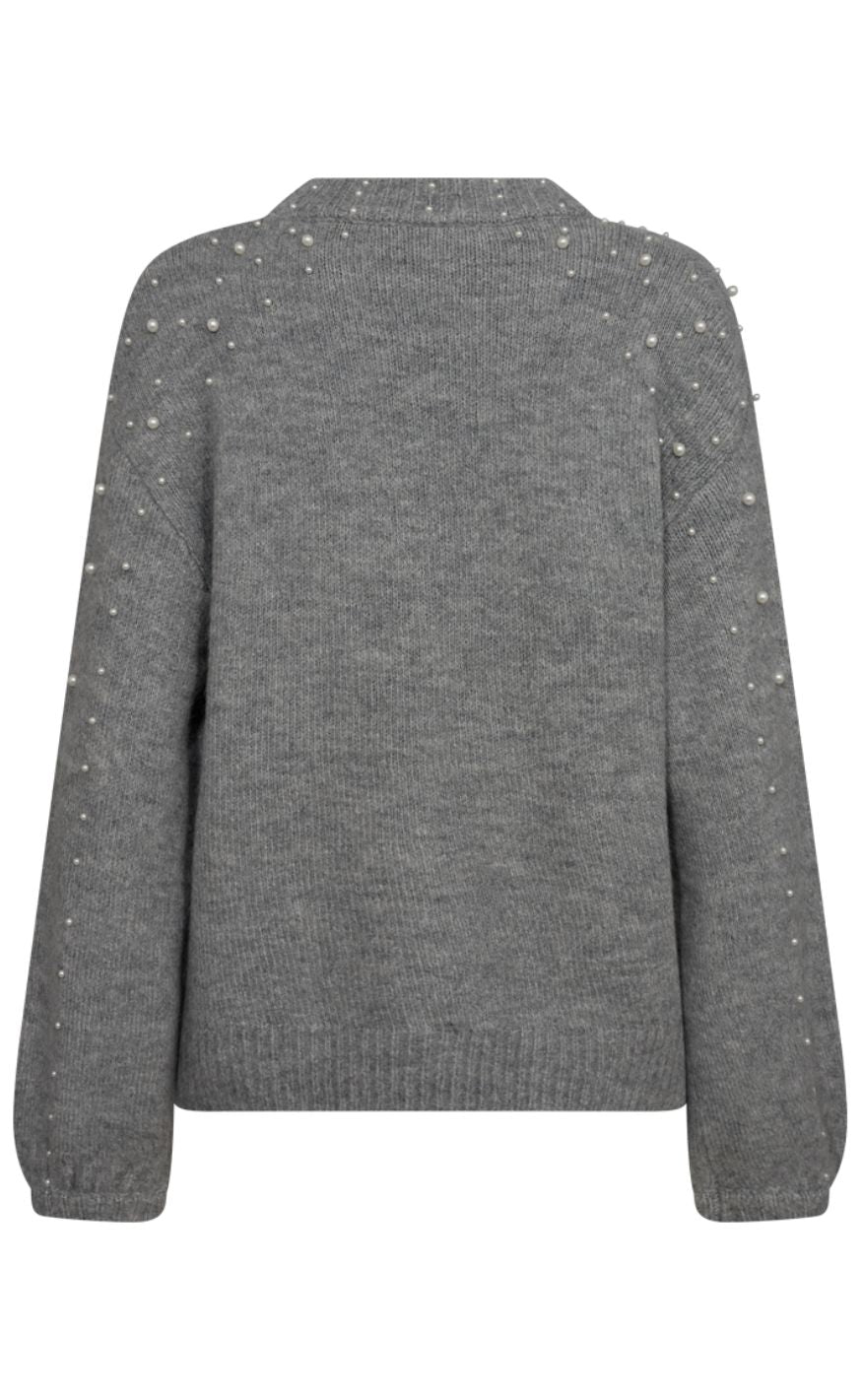 Freequent Pullover - Pearl - Medium Grey Melange