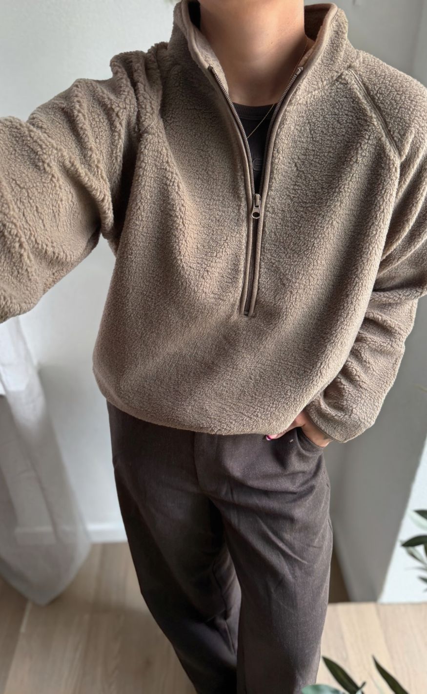 Freequent Pullover - Teddy Zip - Desert Taupe