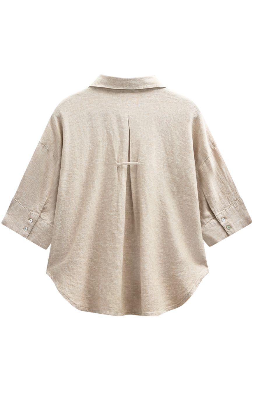 Freequent Skjorte - Lava Loose - Sand Melange
