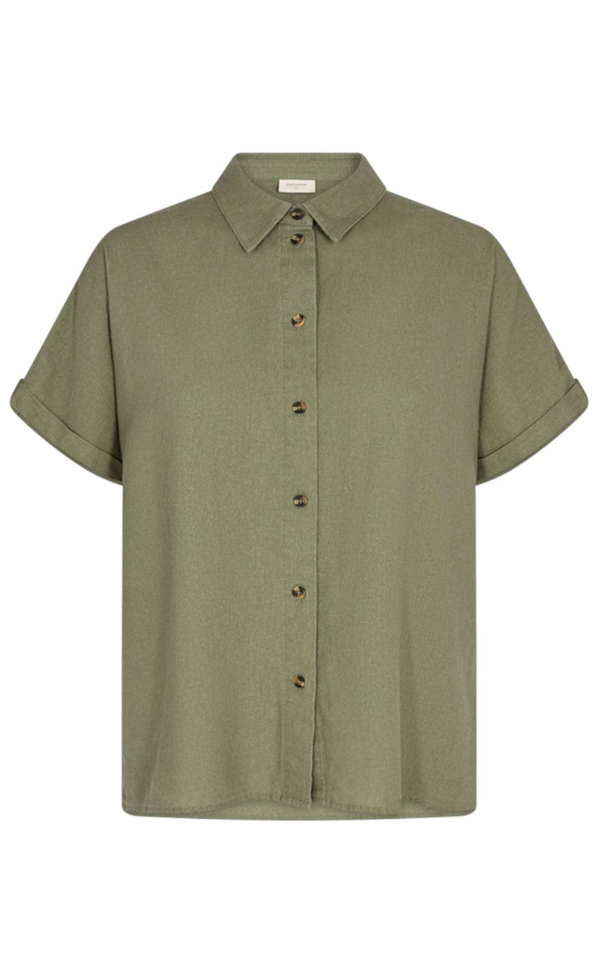 Freequent Skjorte - Lava SS - Deep Lichen Green