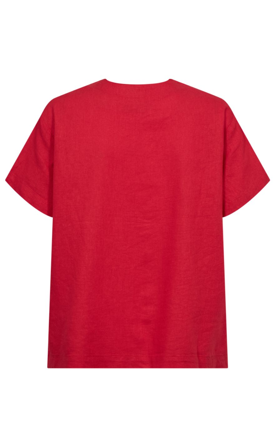 Freequent Skjorte - Lava SS V-neck - True Red