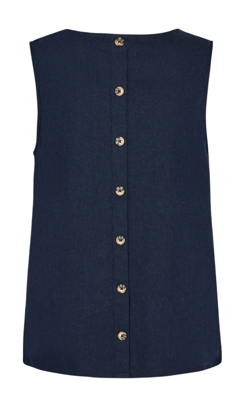 Freequent Top - Lava Button Back - Navy Blazer