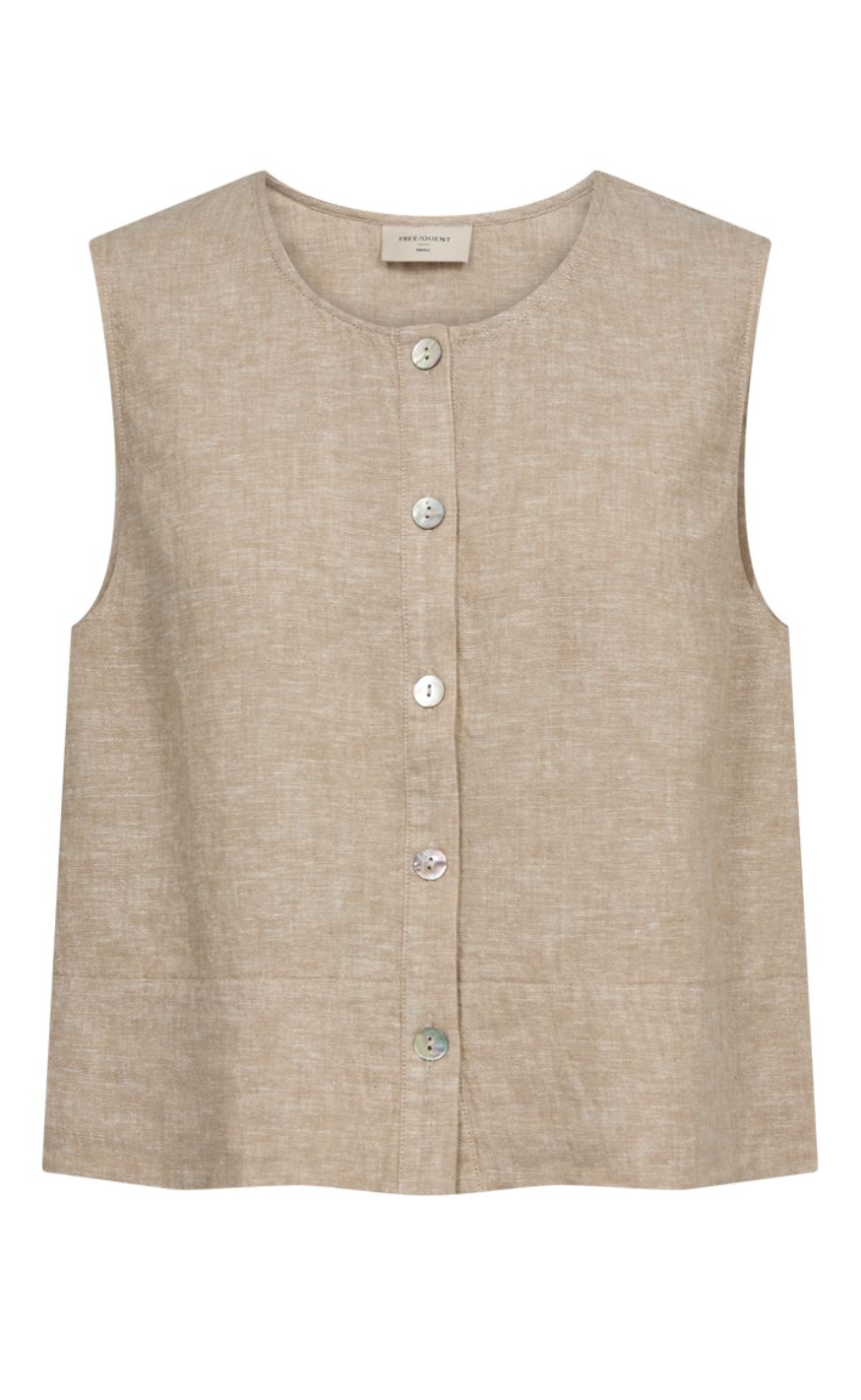 Freequent Top - Lava Vest - Sand Melange