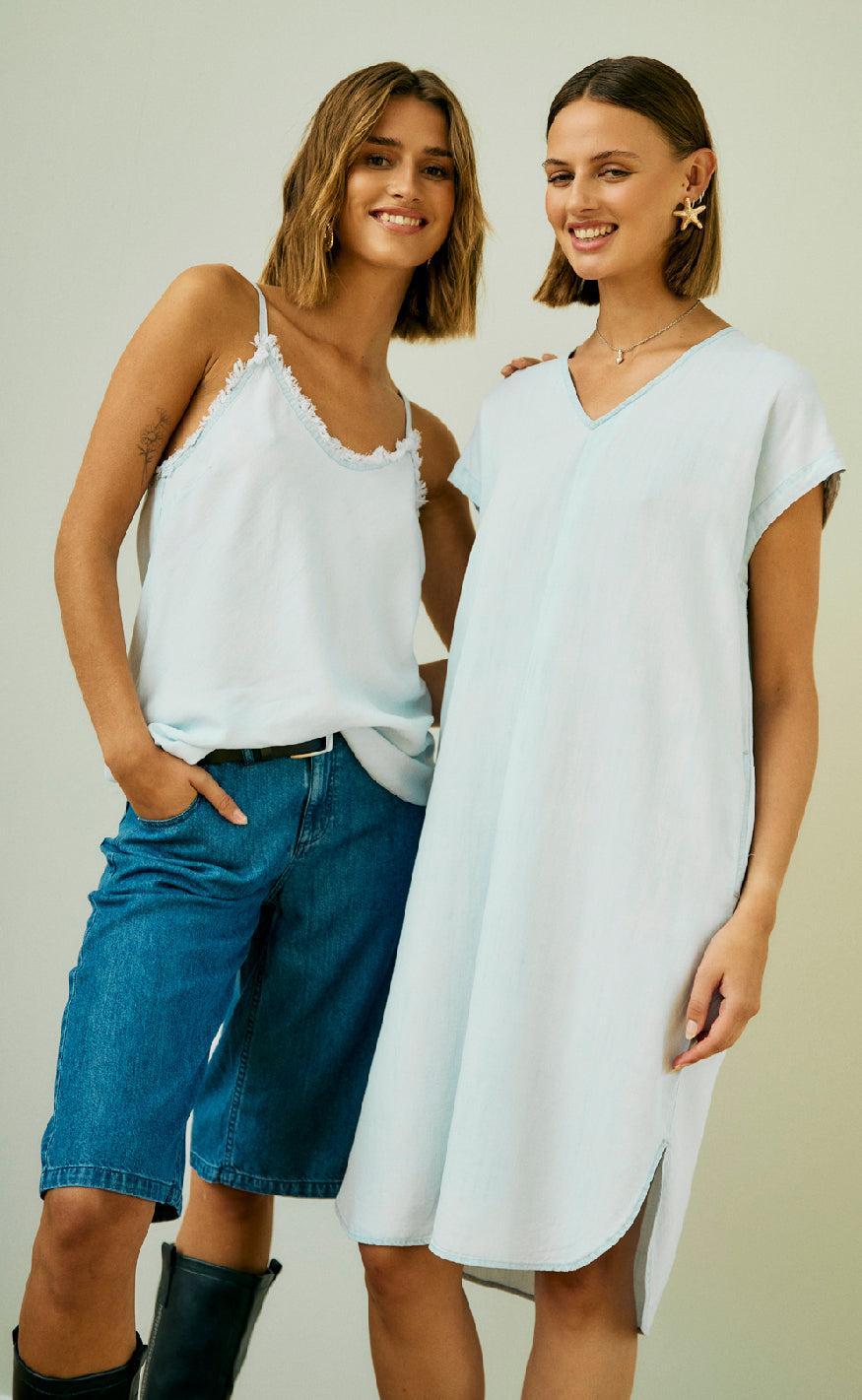 Freequent Top - Renna - Light Blue Denim