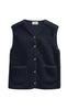 Freequent Vest - Teddy - Navy Blazer