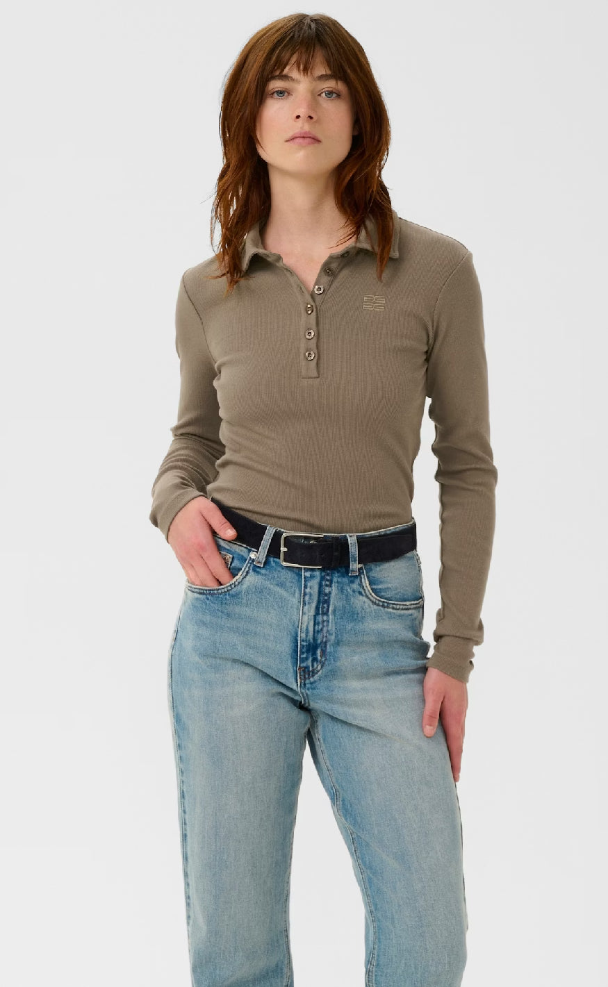 Gestuz Bluse - Drew LS Polo - Walnut