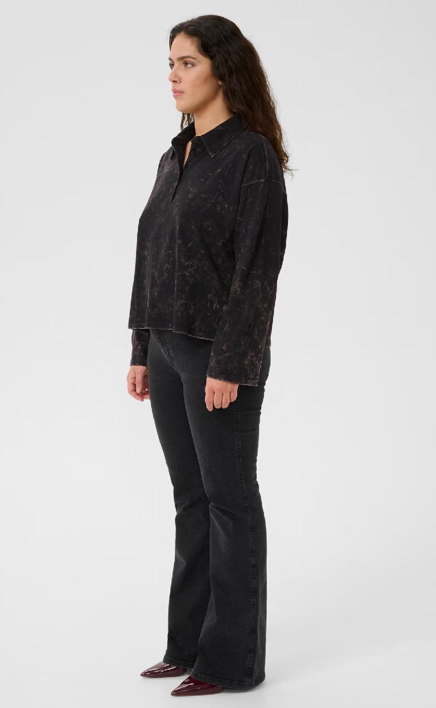 Gestuz Bluse - Neia - Black Brown Washed