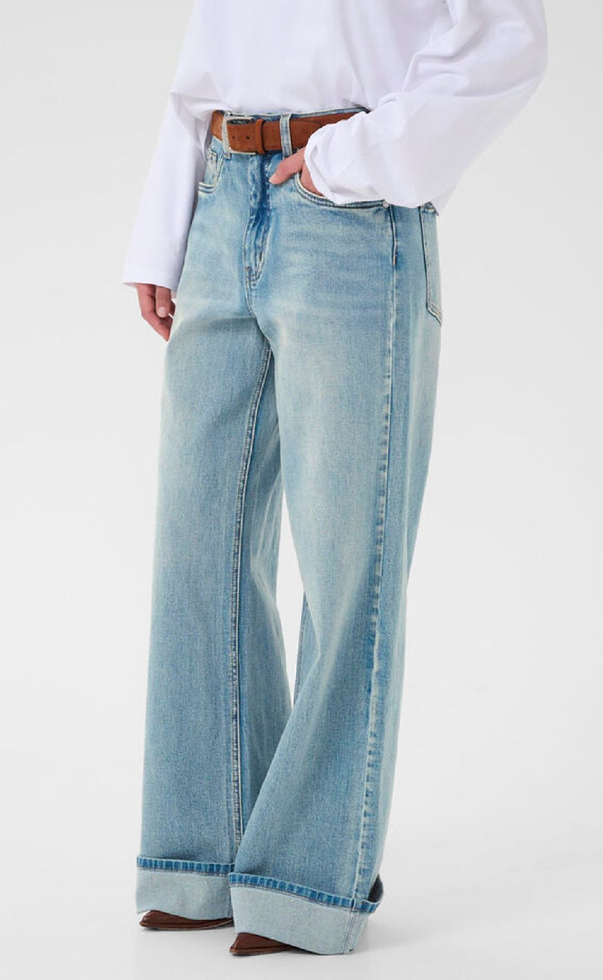 Gestuz Bukser - Sara HW Wide - Washed Blue