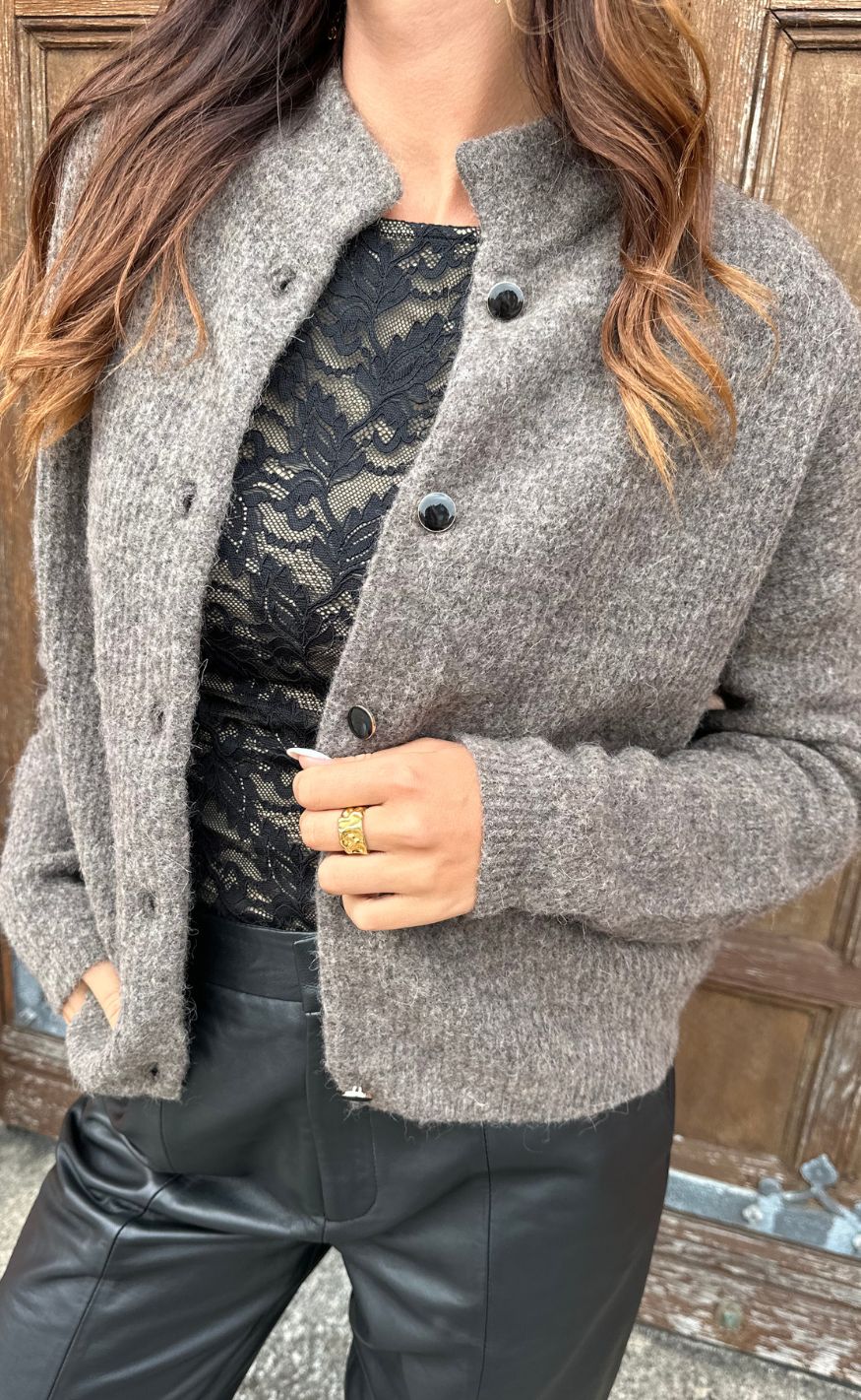 Gestuz Cardigan - Alpha - Chestnut Melange