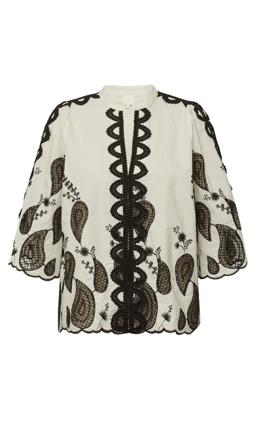 Gossia Bluse - Mira - Creme/Brown