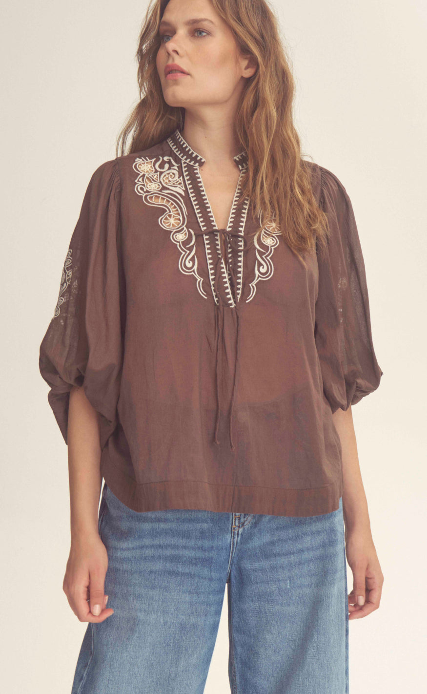 Gossia Bluse - Noura - Brown-Creme
