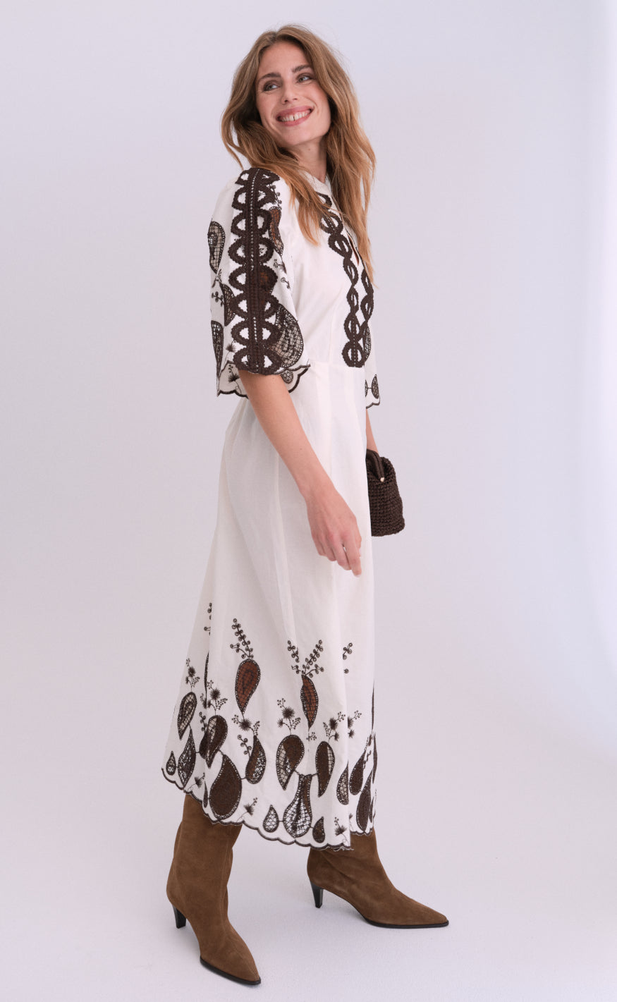 Gossia Kjole - Safina - Creme/Brown