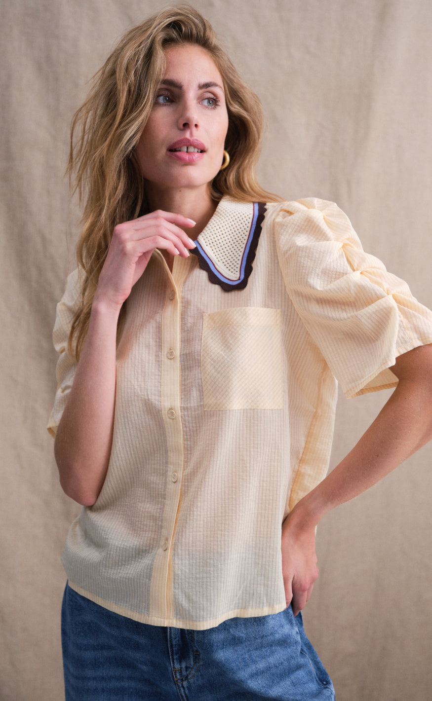 Gossia Skjorte - Ally - Soft Lemon Stripes