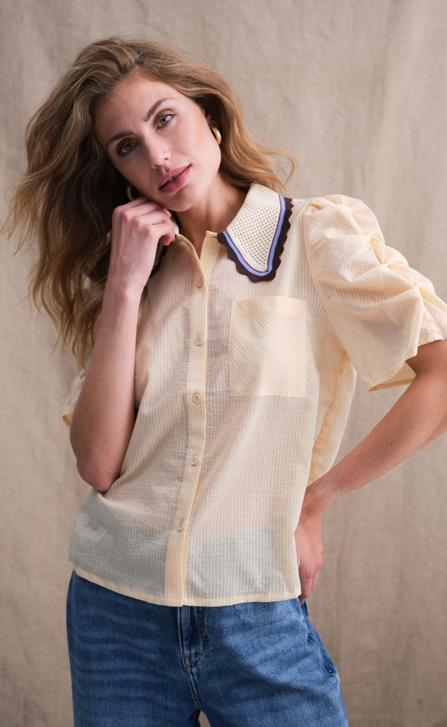 Gossia Skjorte - Ally - Soft Lemon Stripes