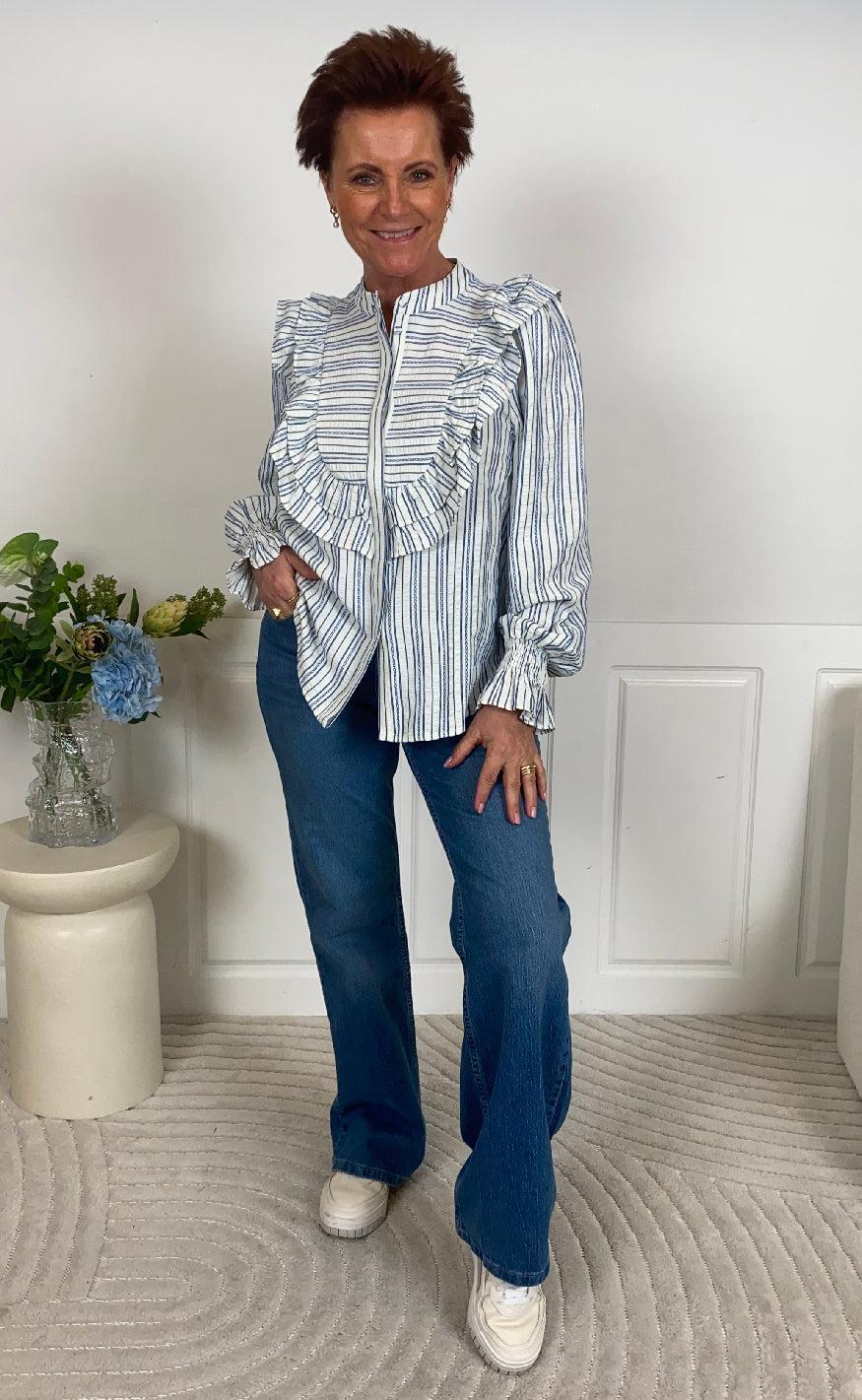 Gossia Skjorte - Coco - Blue/Offwhite Stripes