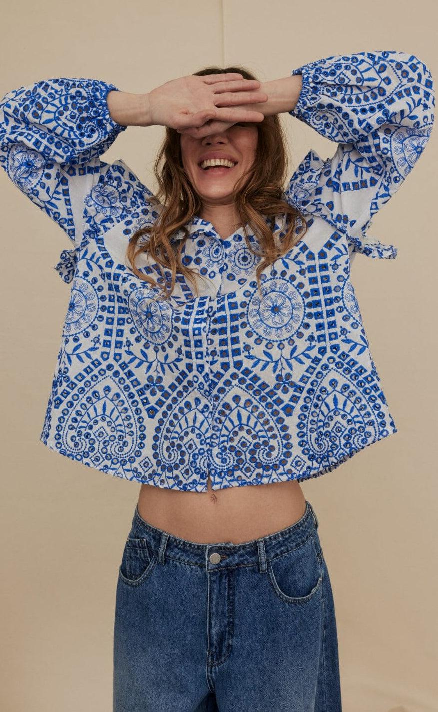 Gossia skjorte - Mira - Blue/White