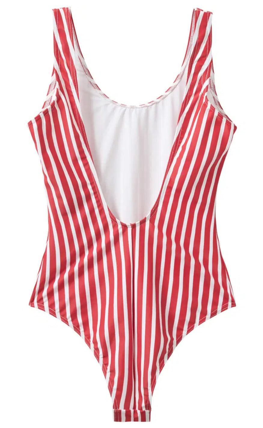 H2O Badedragt - Stripe Swim - Red