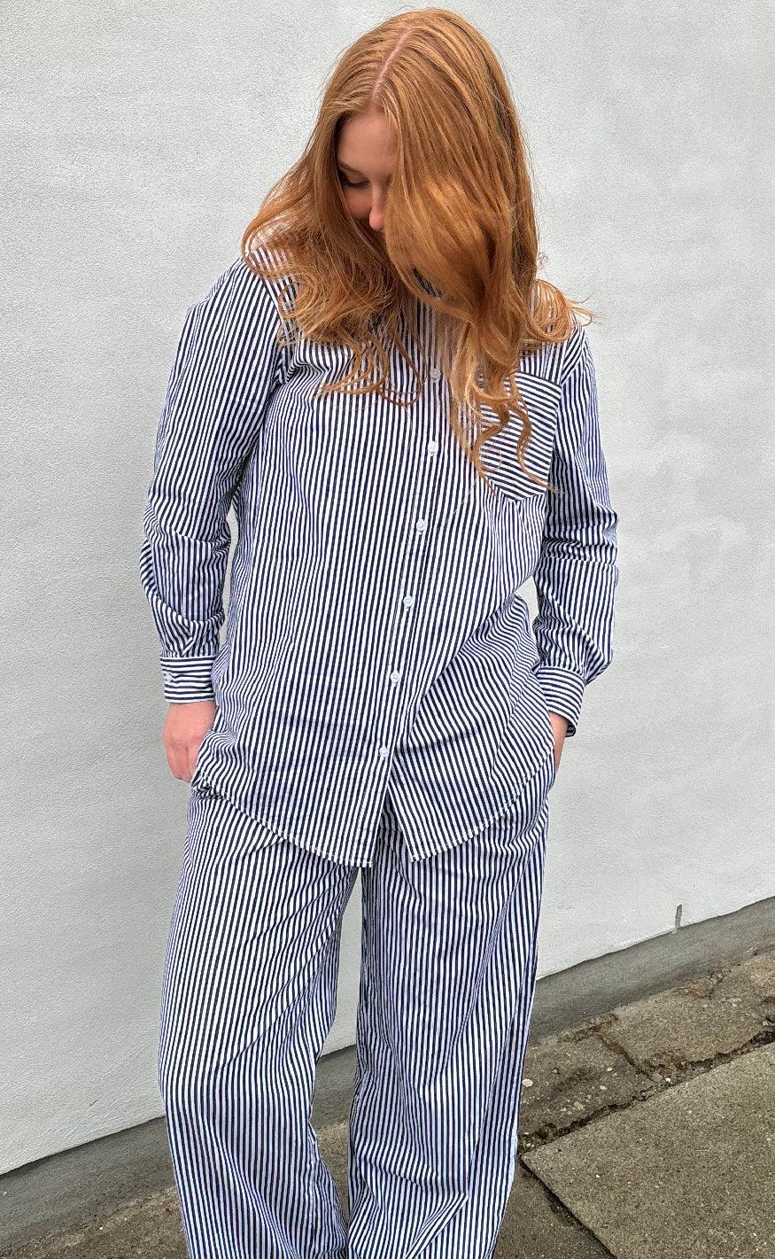 H2O Skjorte - Rønne Essential LS - Black/White Stripe