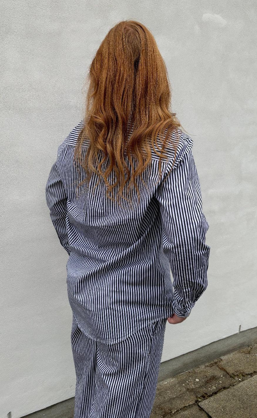 H2O Skjorte - Rønne Essential LS - Black/White Stripe