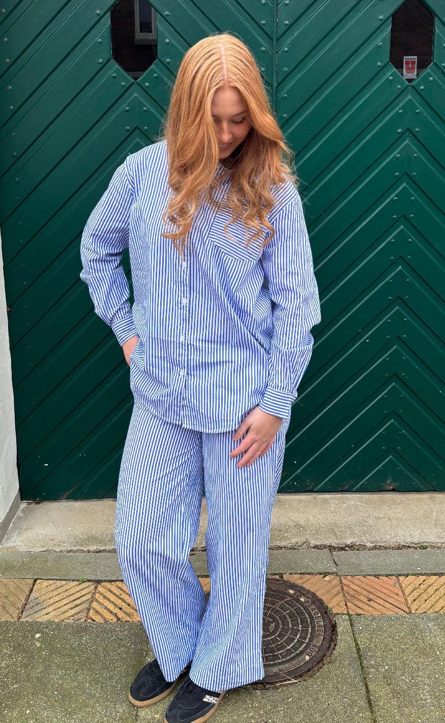 H2O Skjorte - Rønne Essential LS - Blue/White Stripe