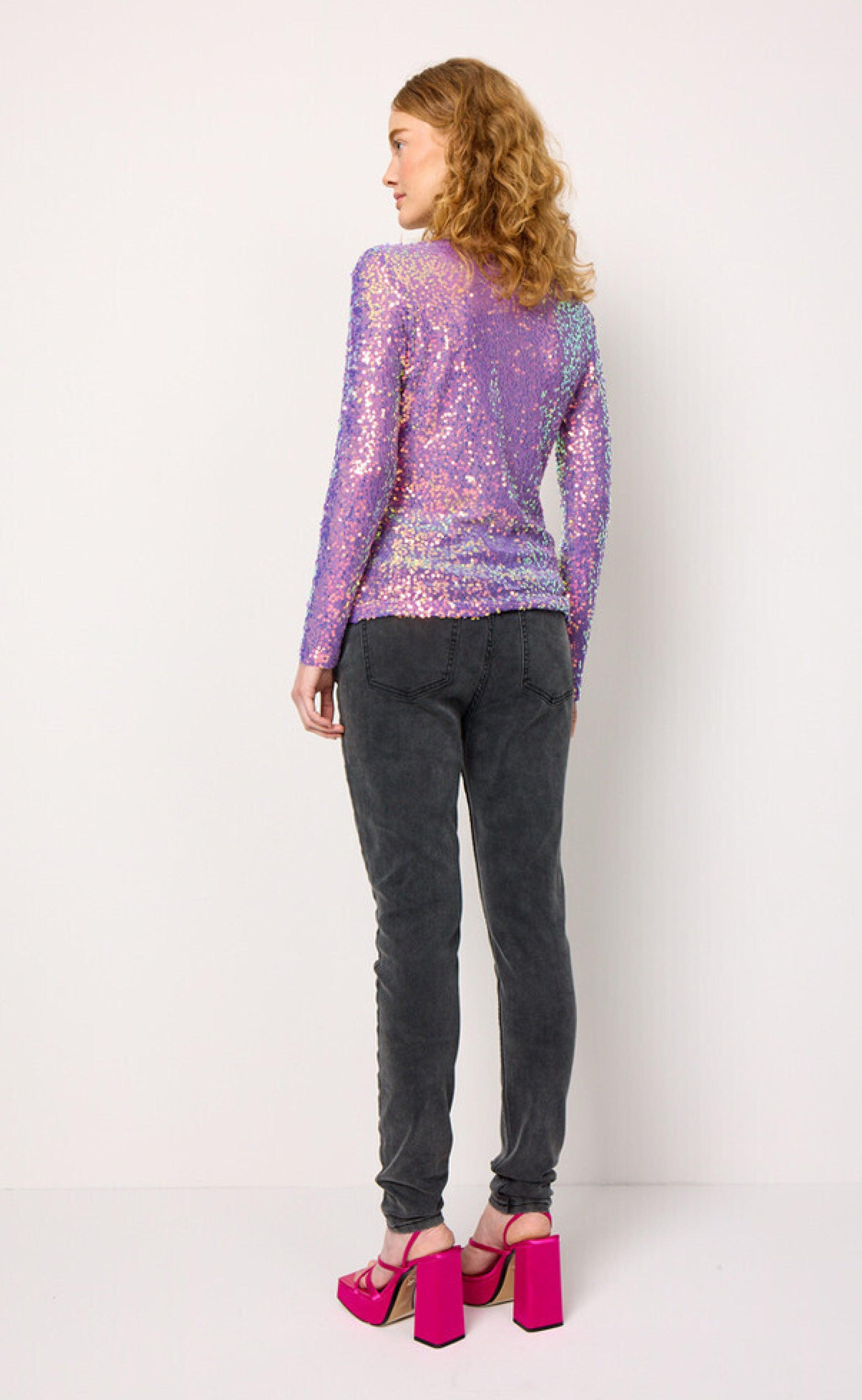 Hunkøn Bluse - Aya Sequin - Purple