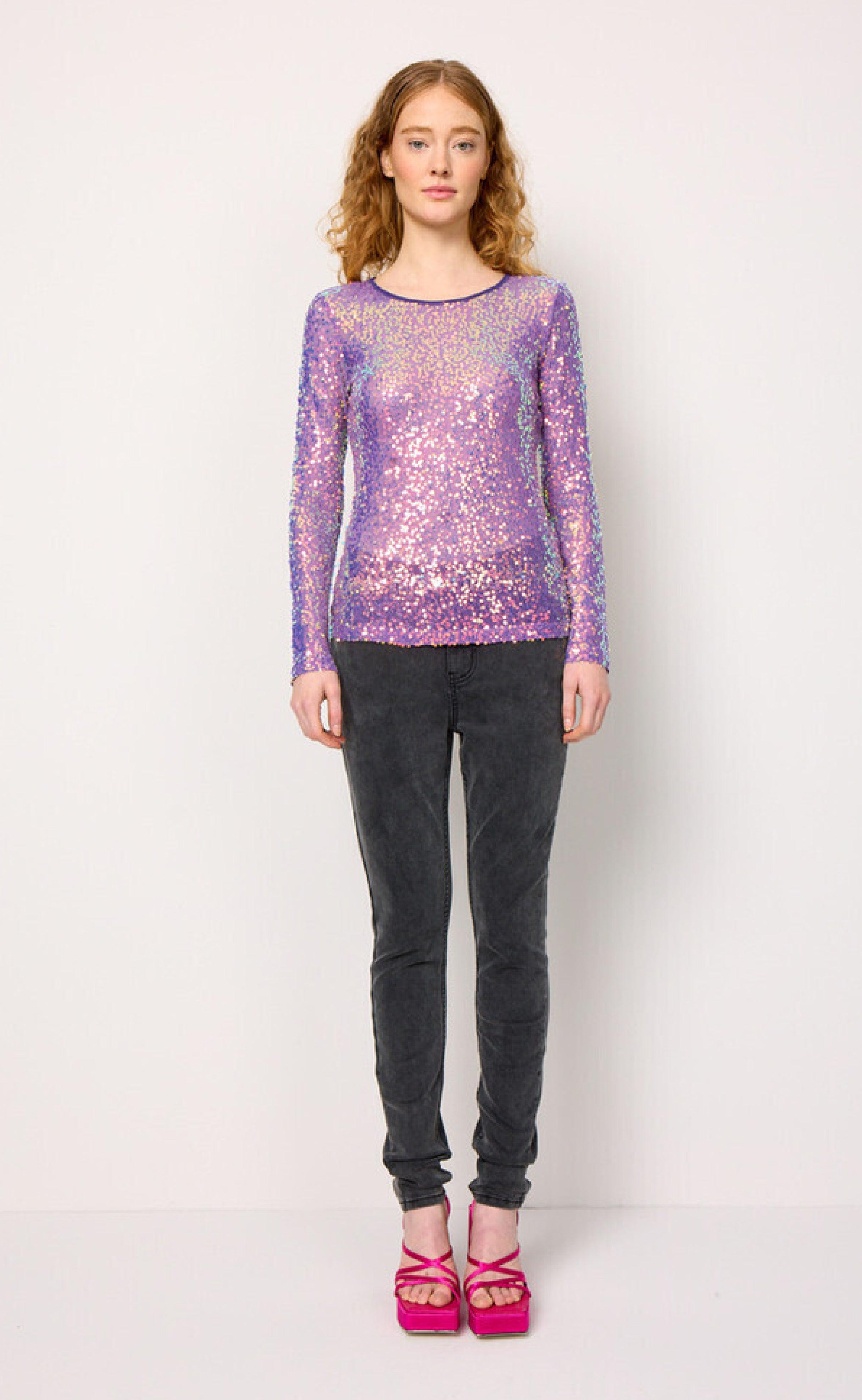 Hunkøn Bluse - Aya Sequin - Purple