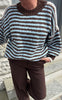 Say INA Copenhagen Strik - Sanna - Blue / Brown Striped W. White Details