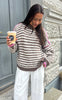 Say INA Copenhagen Strik - Sanna - Brown Striped W. Pink Details