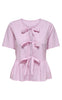 JDY Top - Mio - Shocking Pink/Small White Stripes