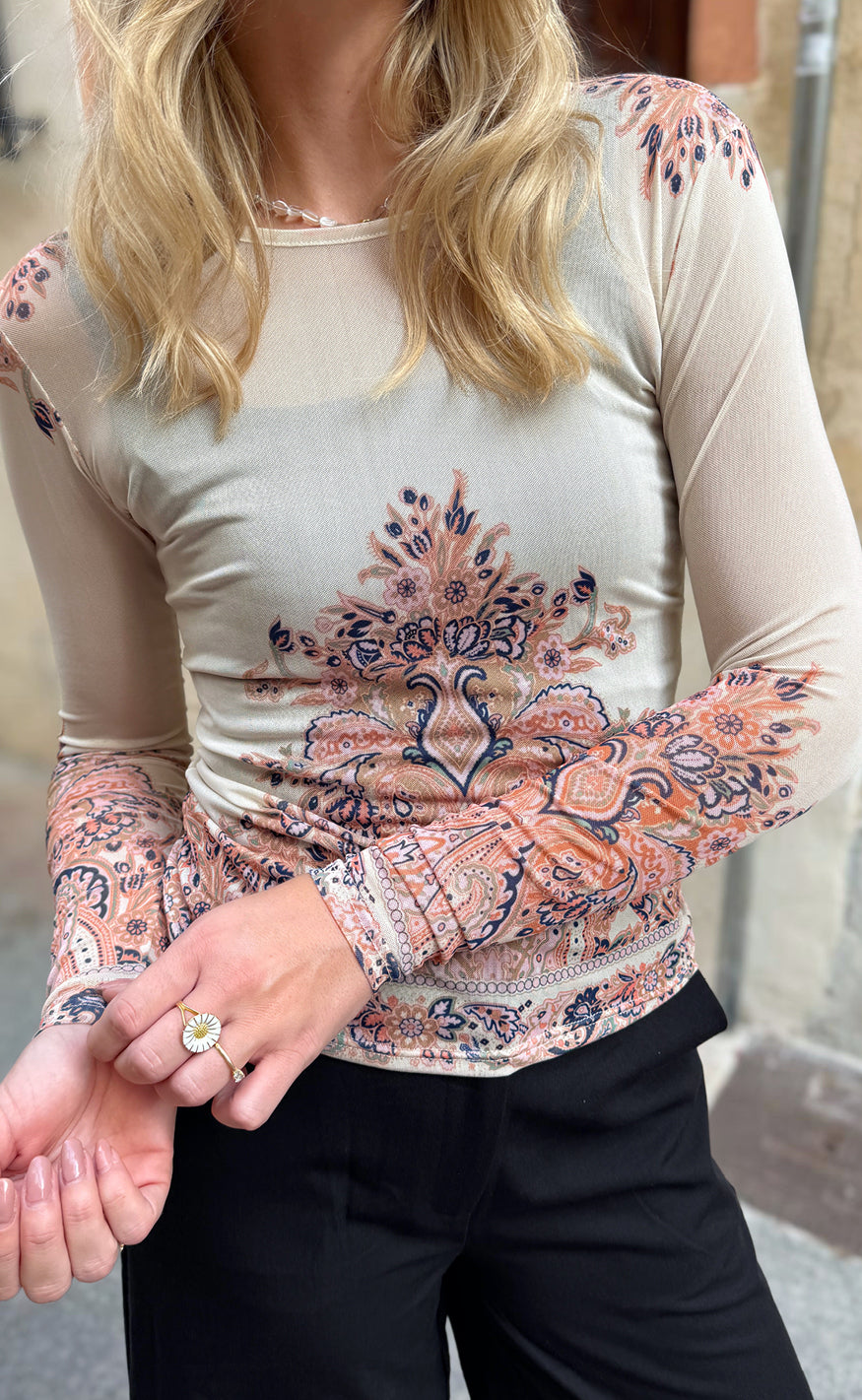 Liberte Bluse - Mesh - Creme Paisley