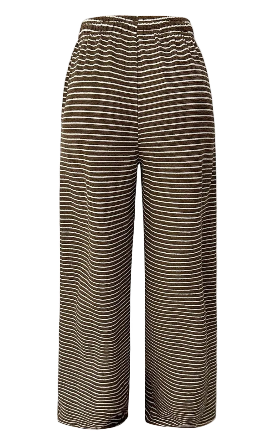 Liberte Bukser - Sus Wide - Brown Creme Stripe