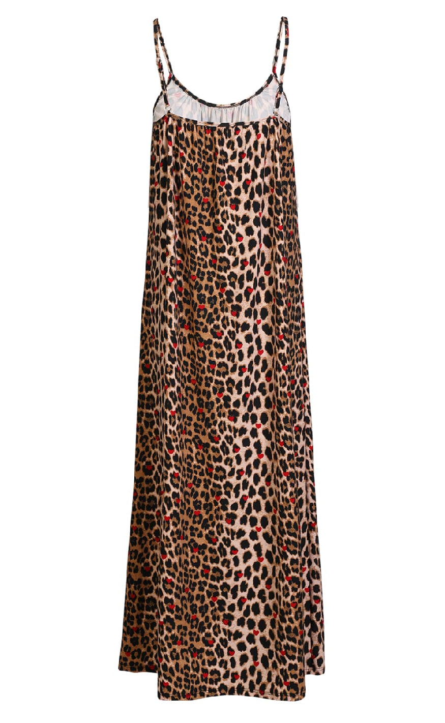 Liberte Kjole - Alma Long Strap - Lux Leo/Red Heart