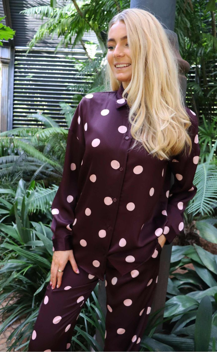 Liberte Skjorte - Dotti - Plum Rose Big Dot
